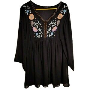 The Pyramid Collection Dress Size 2X Sheer Sleeves Embroidery Floral Beaded...